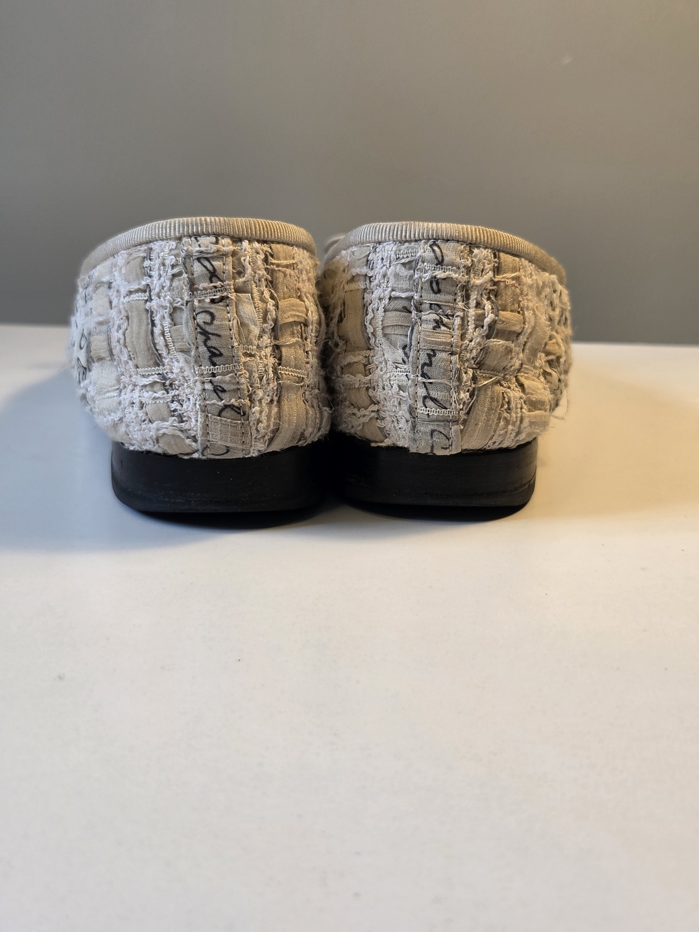 Chanel Ballerina Interlocking CC logo flats  35.5- Text Printed Fab/leather Auth - Picture 3 of 11